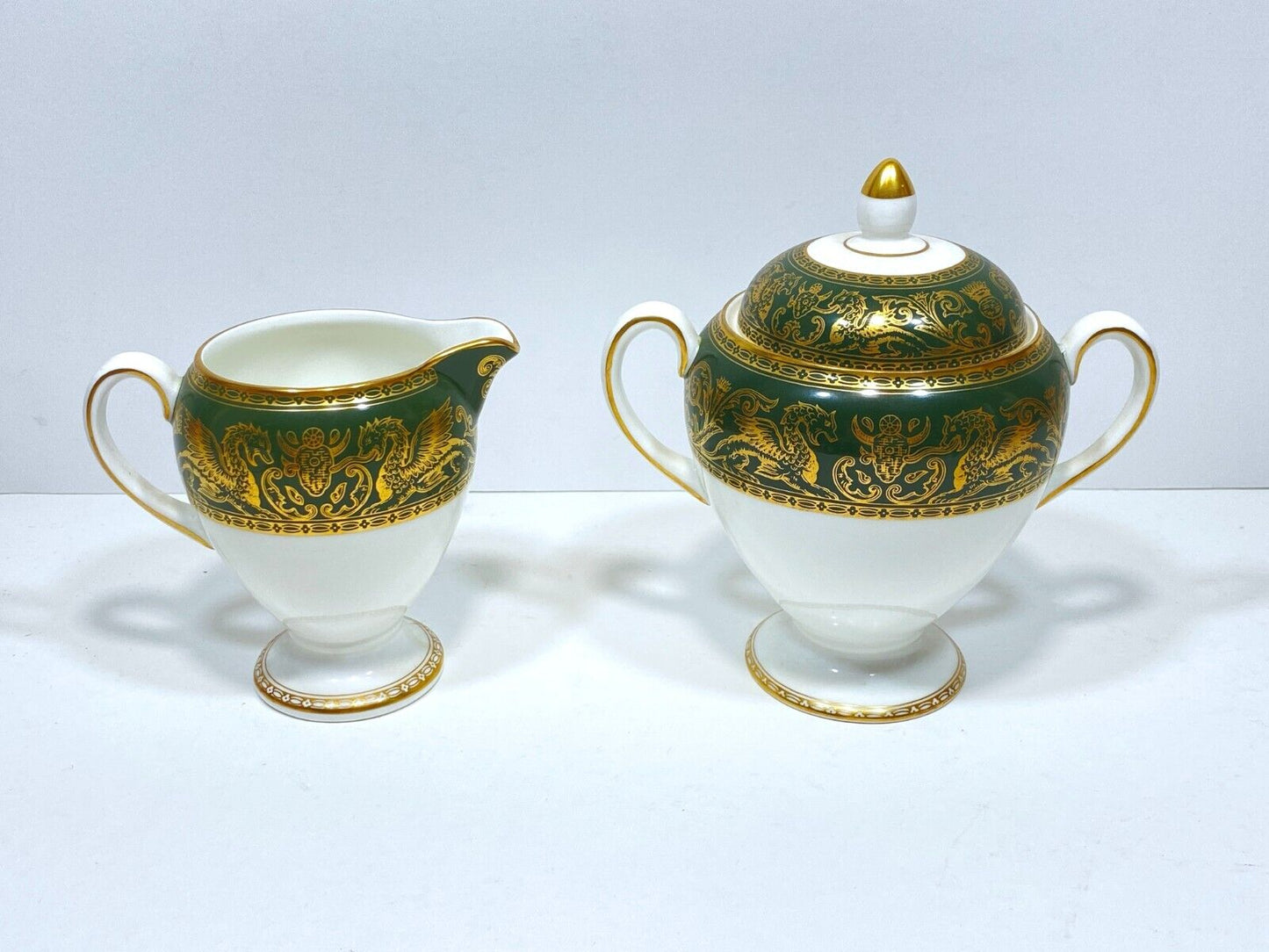 Wedgwood Florentine Green coffee/tea service, teapot, sugar bowl, creamer. W4170