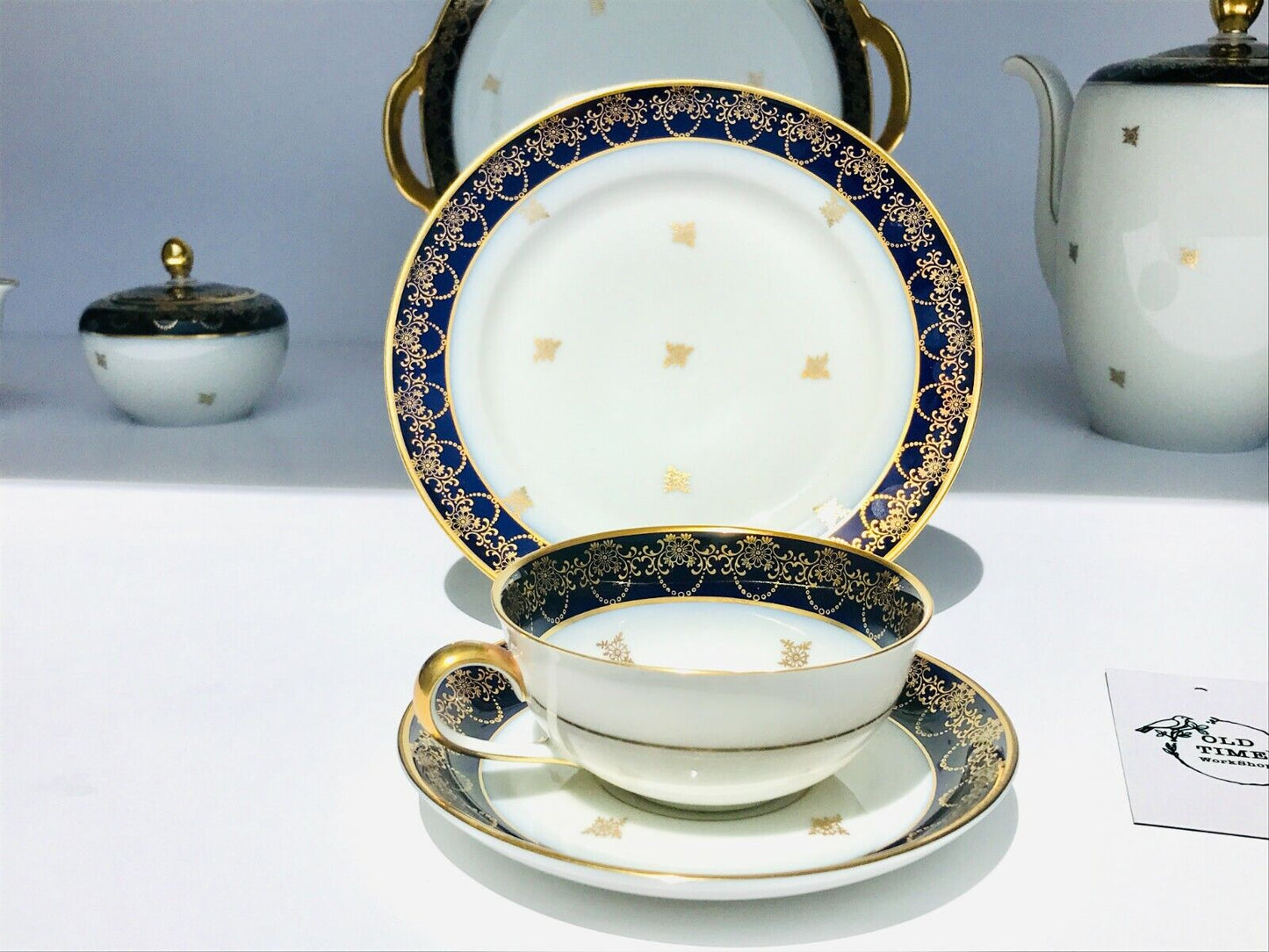 Rare! serve 10 Haviland Cobalt blue gold tea/coffee set ,Johann Haviland Bavaria