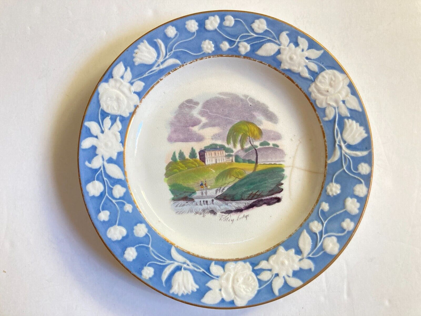 8pcs c.1812-25 New Hall porcelain English village scene 8'' plates, collectible