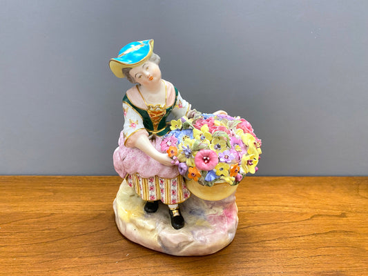 Early Derby porcelain woman and flower Figural ,ca. 1863-1866, excellent condition