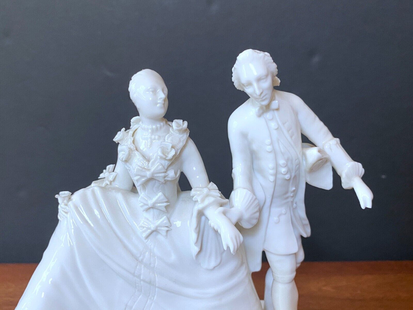 Nymphenburg Blanc de Chine White Figurine Victorian Dancing Couple Crinoline #12