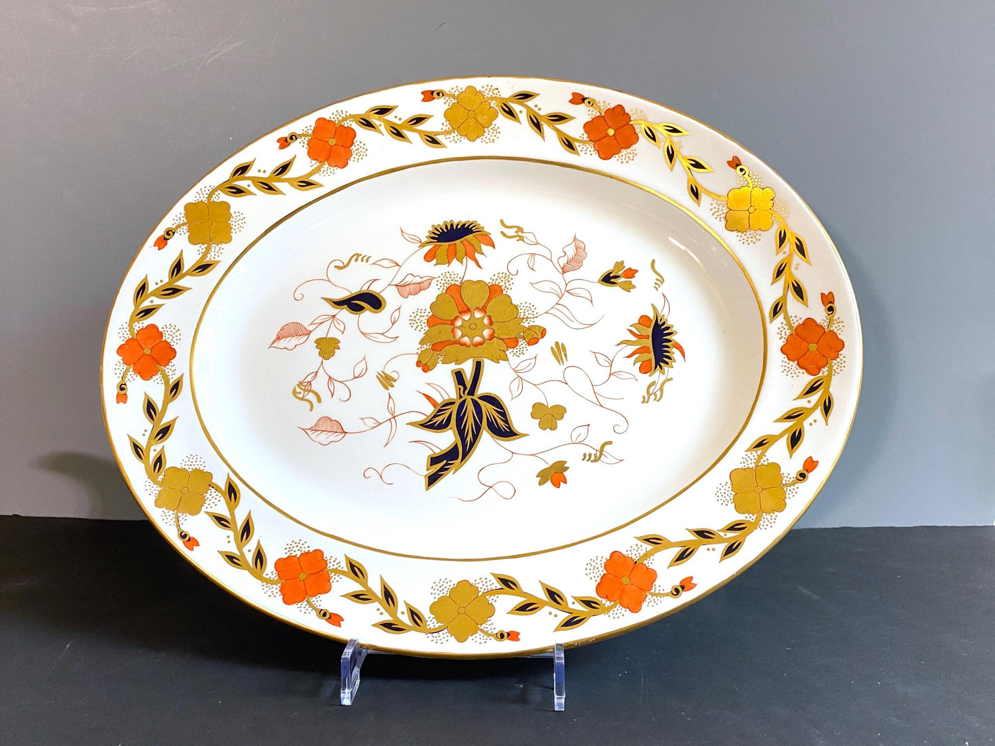 Royal Crown Derby ASIAN ROSE" Imari style oval platter, 13'', great condition, bone china, England