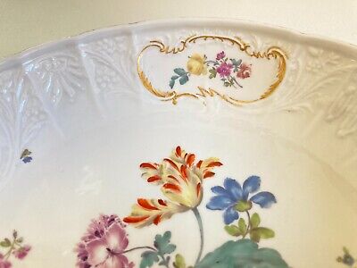 Set 10 x Meissen (1815-1860) 9.5'' plates, floral motif, gold accents, RARE