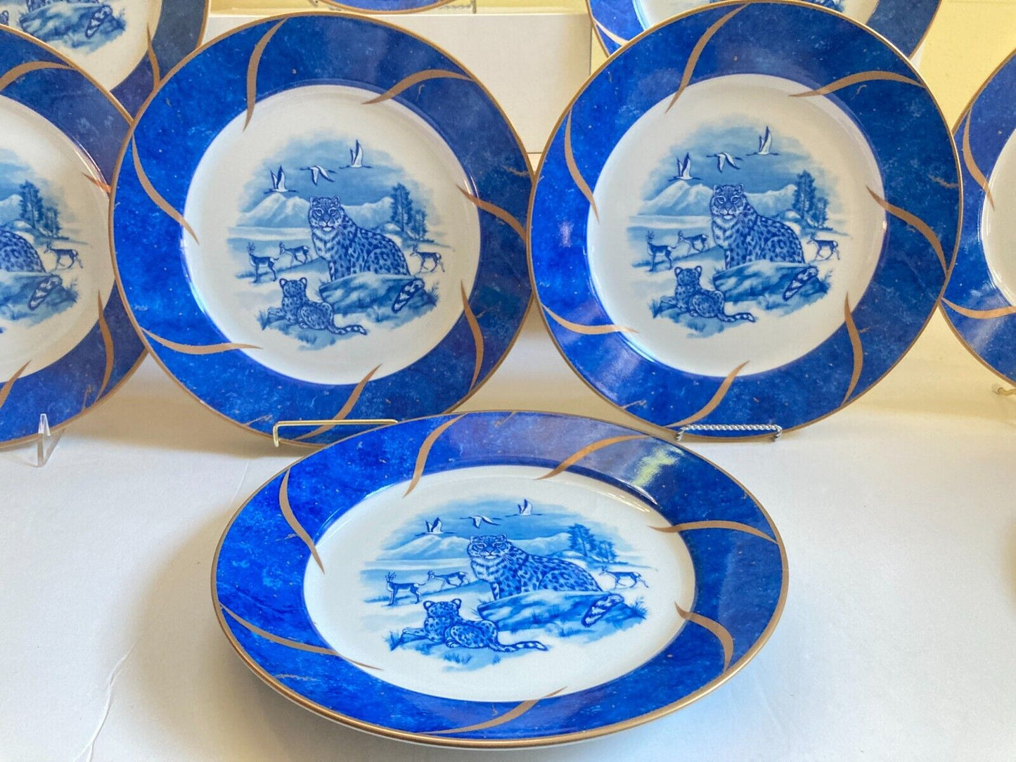 ONE Lynn Chase Leopard Lazuli Dinner Plates w/gold accents, price for 1 plate!