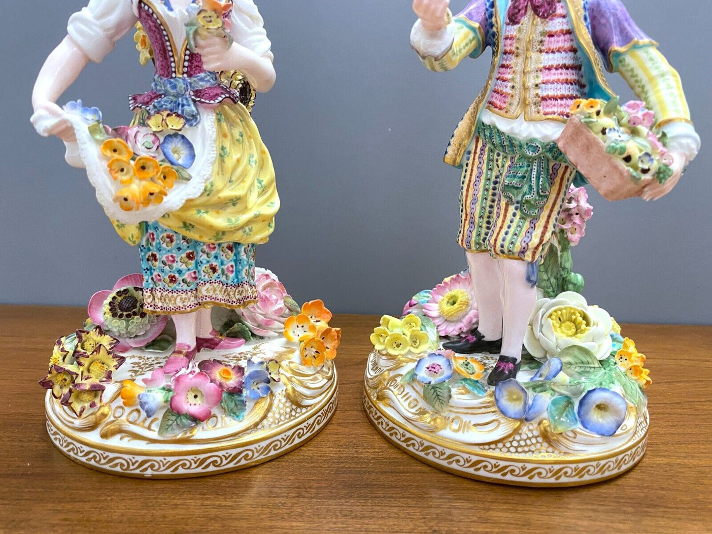 Pair Derby/Chelsea porcelain Figural candlestick, man and woman,18 century, rare