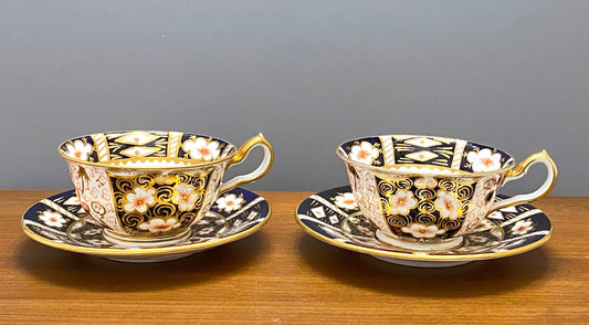 Royal Crown Derby "traditional Imari"(2451) large teacup and saucers, set of 2 (4pcs). Mint condition