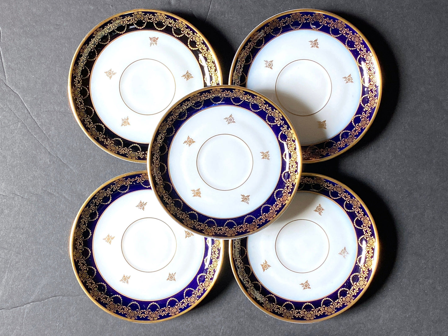 Johann Haviland Bavaria cobalt blue and gold accent plates, set of 11, by Johann Haviland Bavaria,ca.1930-50, mint, very rare