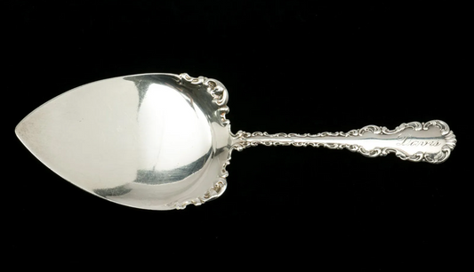 large Whiting Mfg Co. Sterling Silver Pie Server, Flat Handle All Sterling, 9"