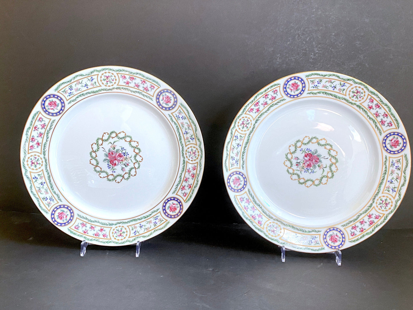 Haviland Limoges Louveciennes LARGE (12 3/8 '' ) dinner plates, set of 12, Made in France, Marvelous! MINT condition