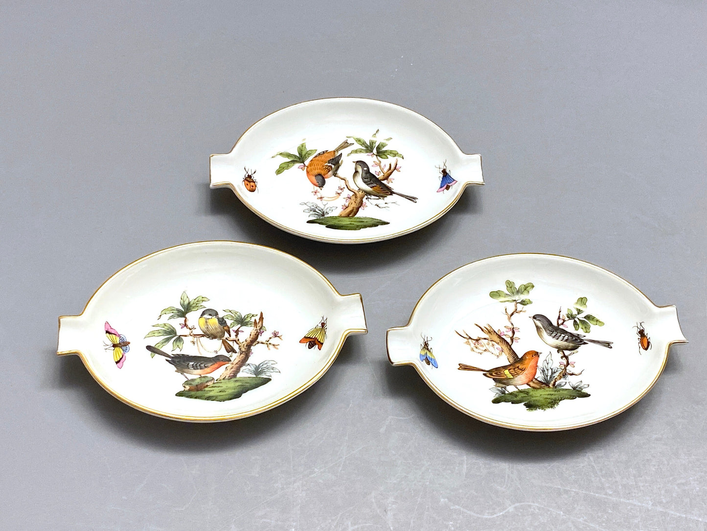 5x Herend Rothschild Bird small dishes, 680/RO, excellent, lovely gift , collection