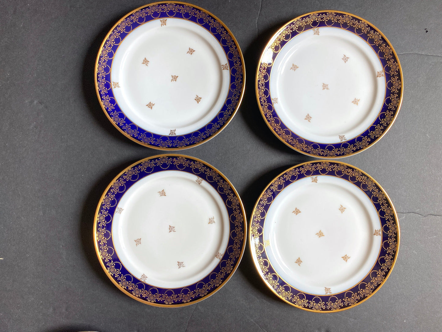 Johann Haviland Bavaria cobalt blue and gold accent plates, set of 11, by Johann Haviland Bavaria,ca.1930-50, mint, very rare