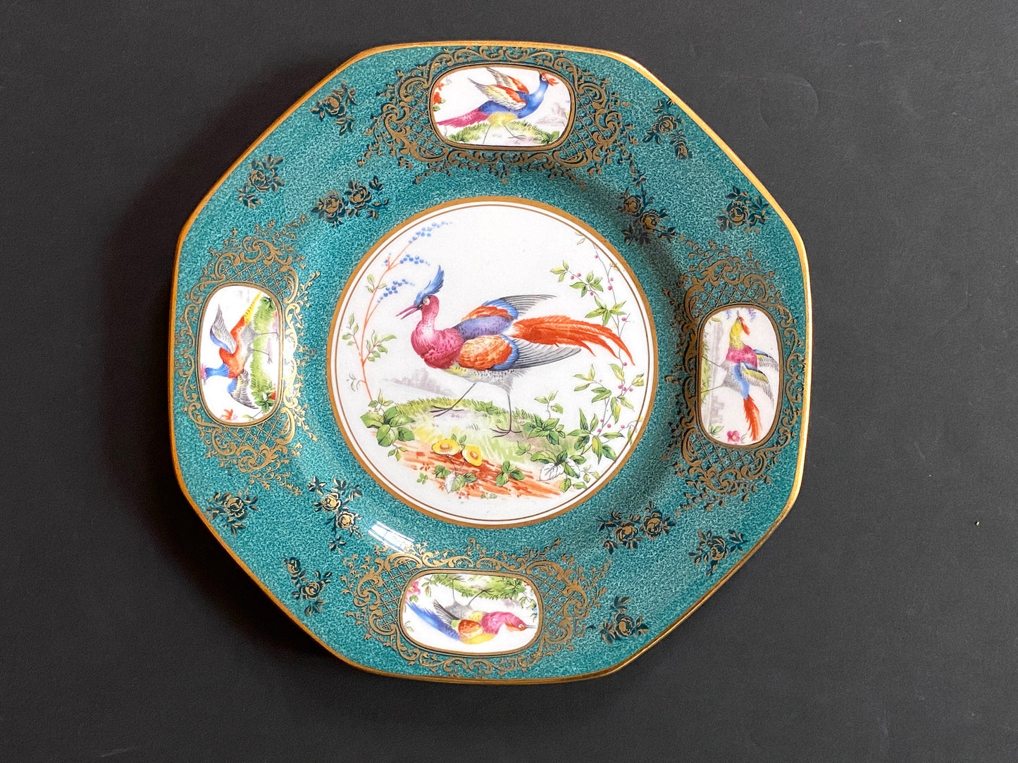 Set of 10 Tiffany & Co. by Royal Doulton bone china Exotic Birds motif cabinet plates, superb!