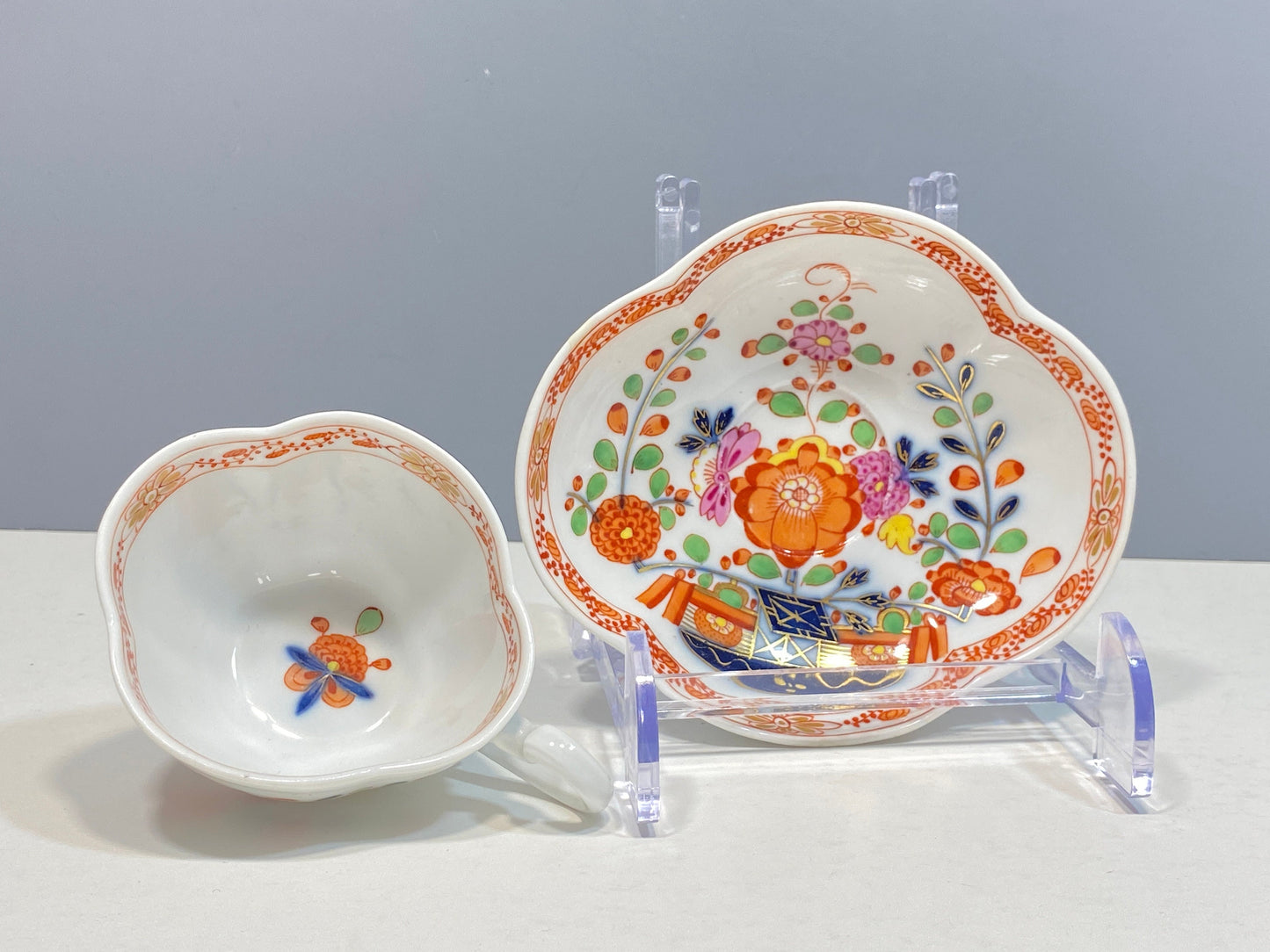 Antique Meissen tea Service with oriental style decoration, 1st Choice, 7 pcs set, ca.1816-1860, excellent