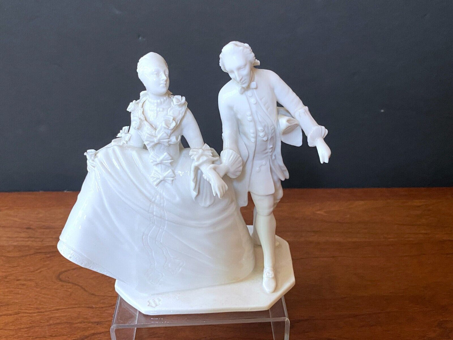 Nymphenburg Blanc de Chine White Figurine Victorian Dancing Couple Crinoline #12