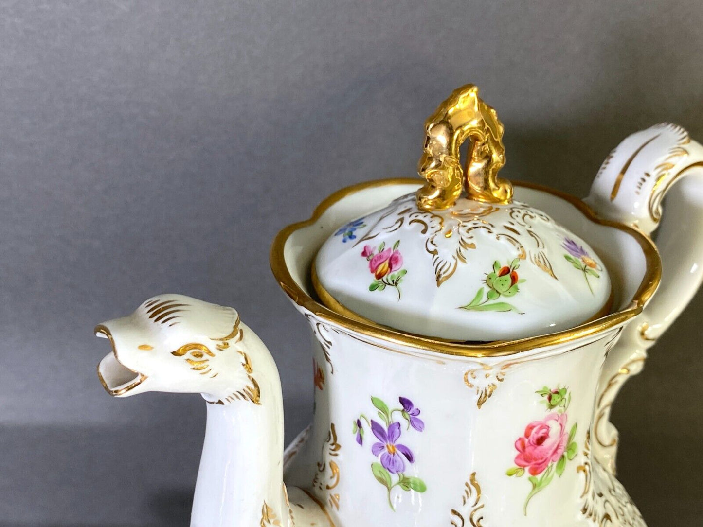 Meissen B shape coffee set for 6, scattered and 24k gold encrusted,1st quality