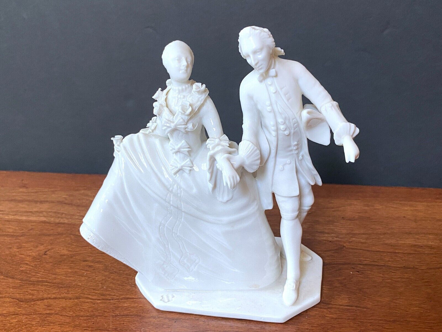 Nymphenburg Blanc de Chine White Figurine Victorian Dancing Couple Crinoline #12