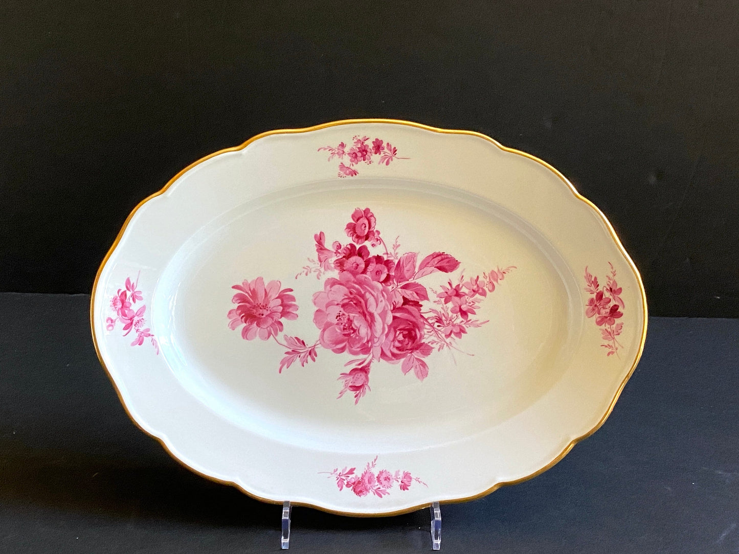 Gorgeous MEISSEN "flower boutique " Purple oval serving plate, gold rim, 13 inches, 1st choice, excellent