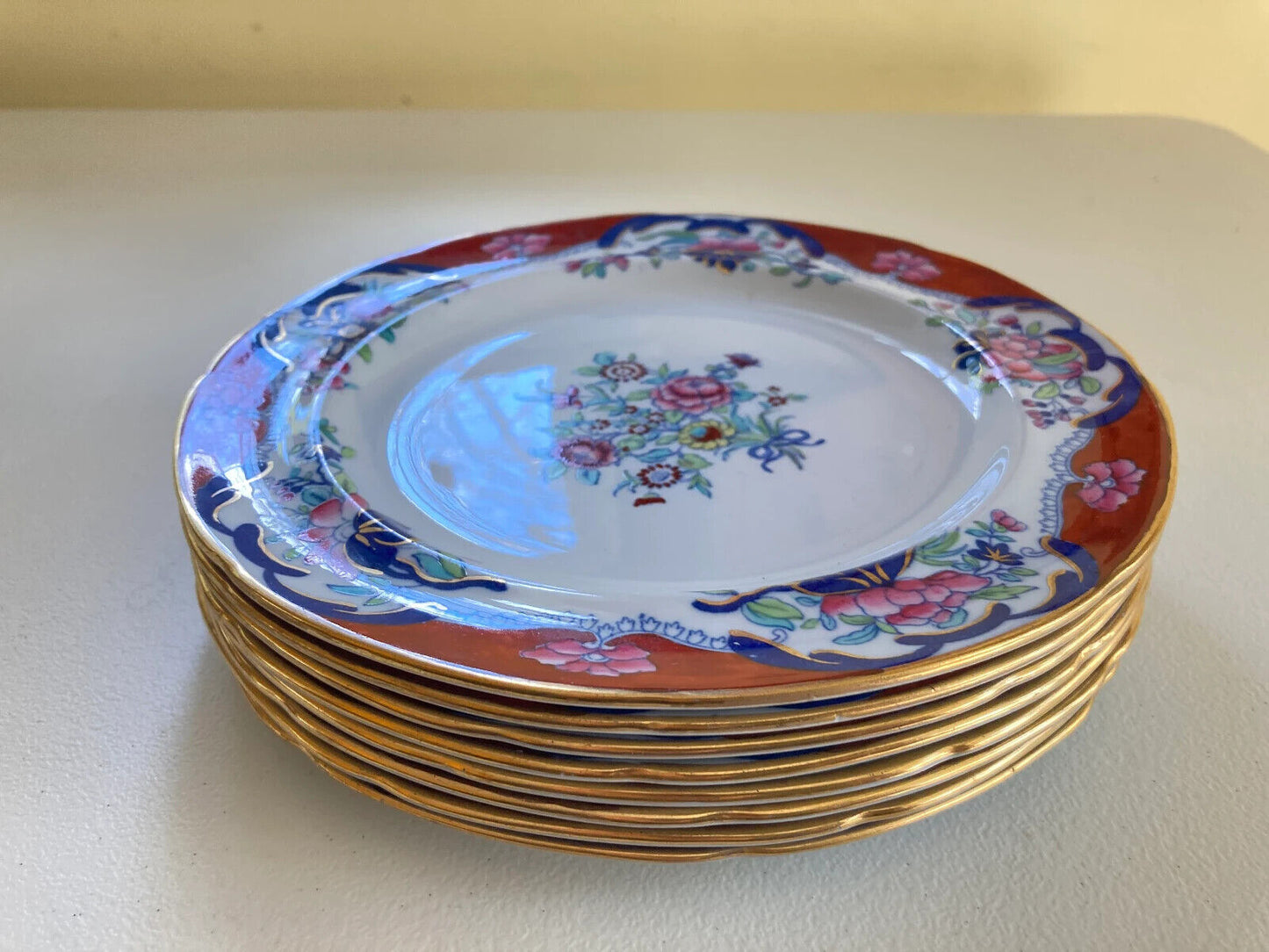 Ca.1891-1900, Set of 8 Spode Copeland for Tiffany & Co. plates 8 3/4’”, rare