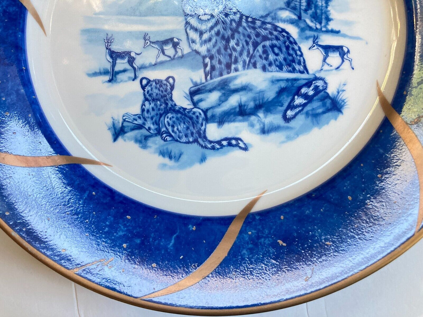 ONE Lynn Chase Leopard Lazuli Dinner Plates w/gold accents, price for 1 plate!