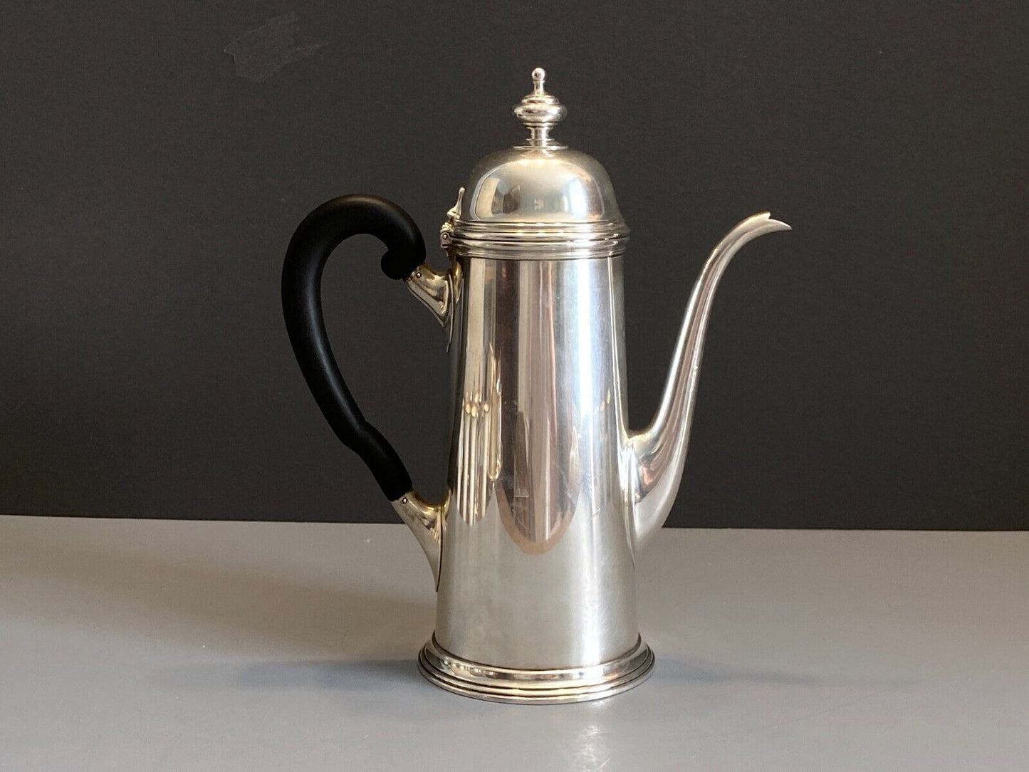 Tiffany Co. Sterling silver coffee pot,Makers (No. 18865 A),ebonized wood handle