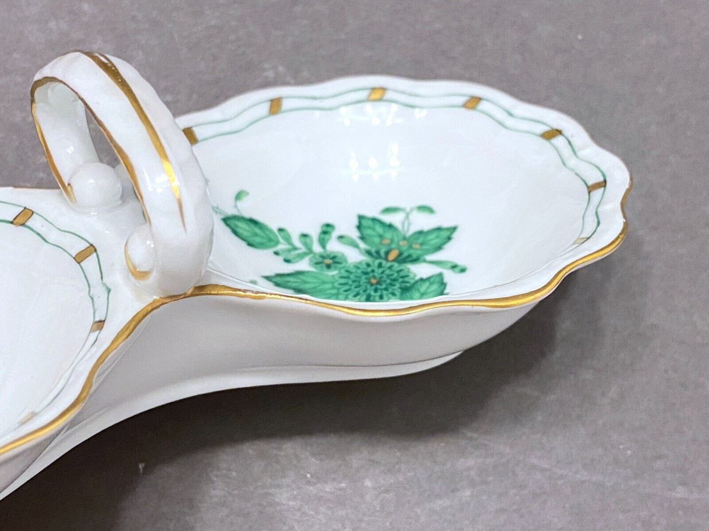 Herend Chinese Bouquet Apponyi Green twin salt cellar, 253/AV, excellent