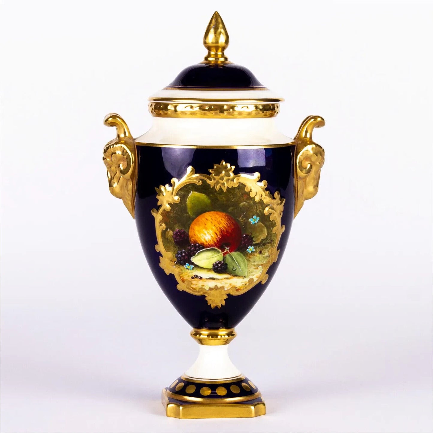 Stunning Coalport Urns/Vase, cobalt blue w/ gold accent, handpainted and Signed