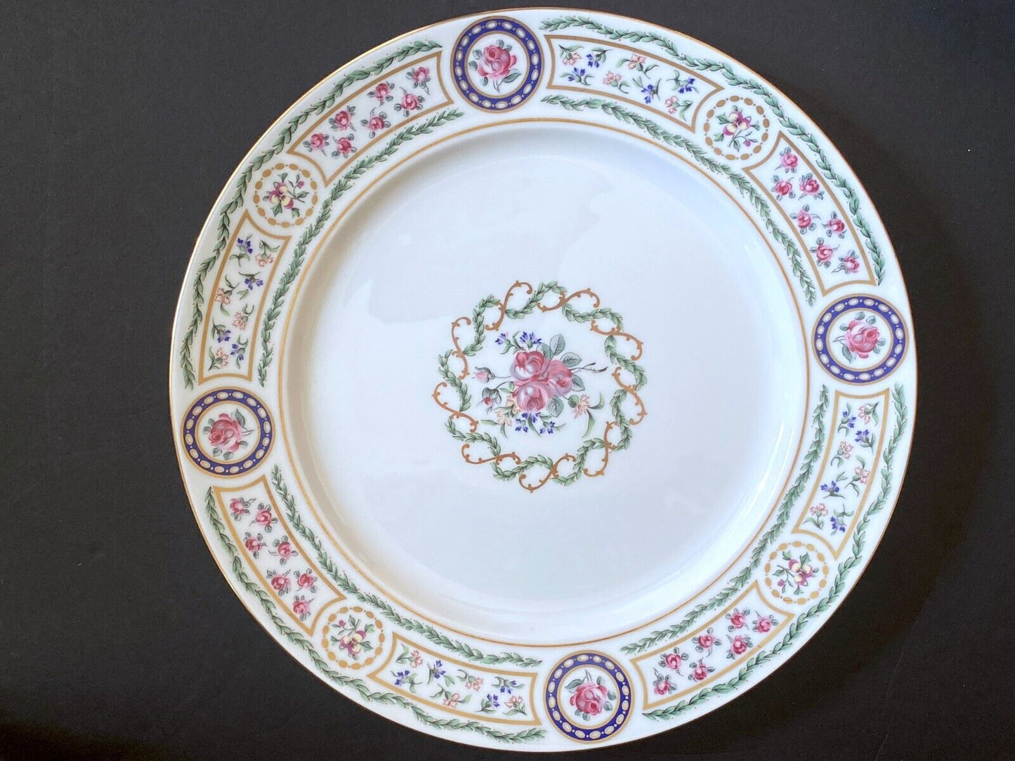 Large Haviland Limoges Louveciennes dinner plates, set 12 , 12 3/8'' Dia, Mint!