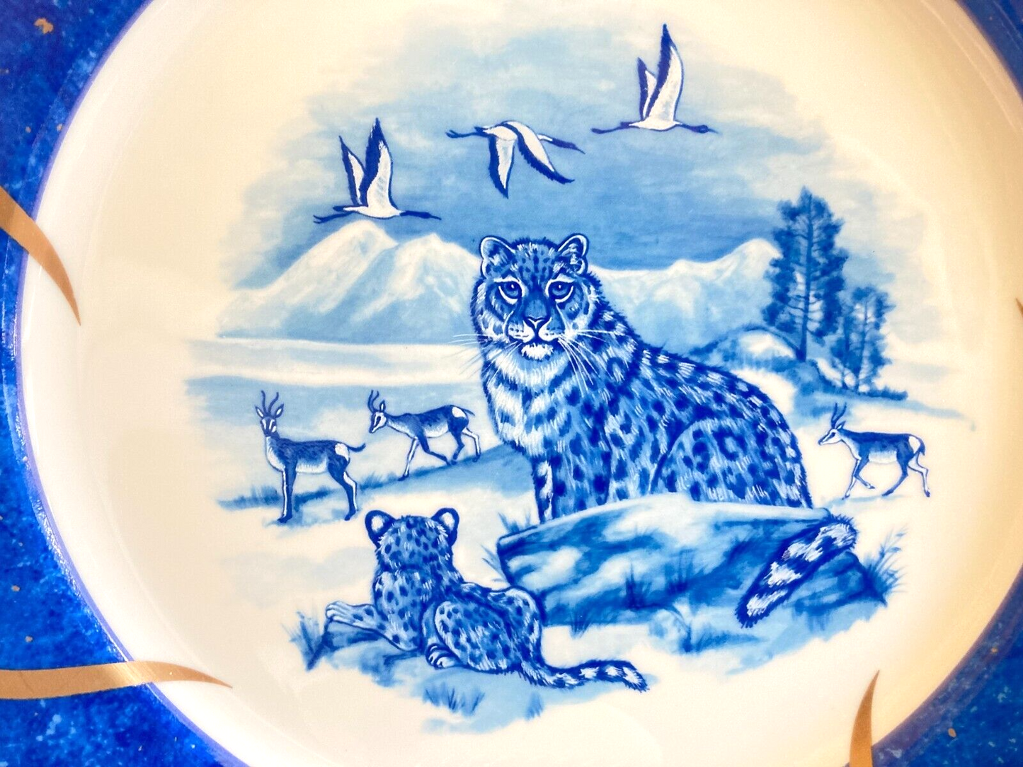 ONE Lynn Chase Leopard Lazuli Dinner Plates w/gold accents, price for 1 plate!