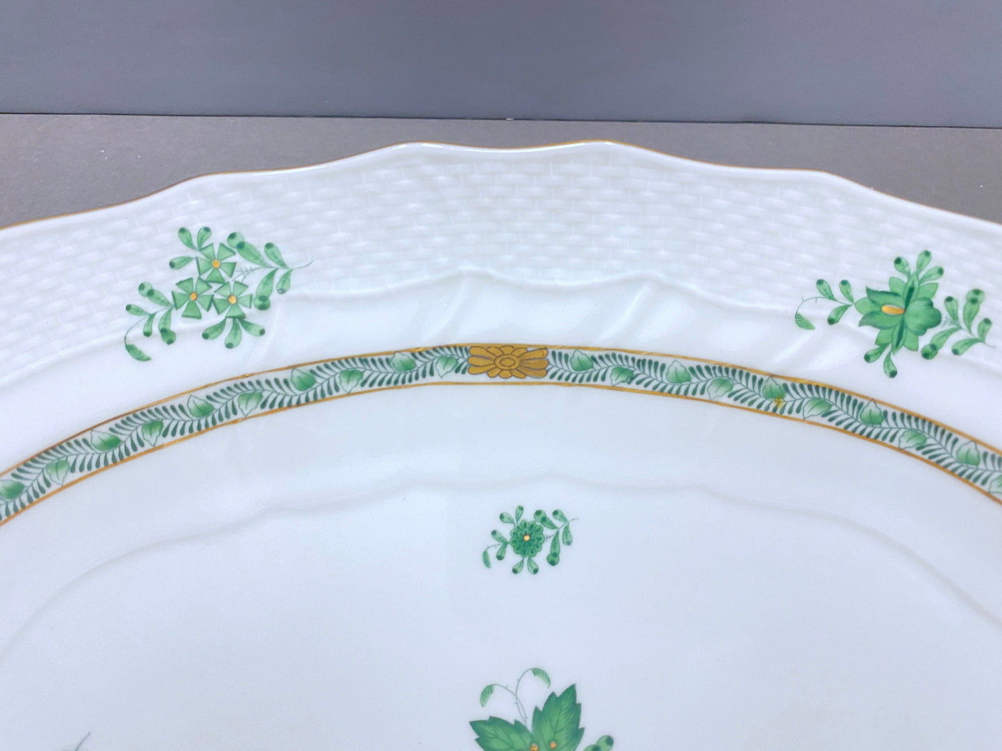 Ca.1930s Herend Chinese Bouquet Apponyi Green oval serving platter/Tray, 15'' X11 '' , excellent condition