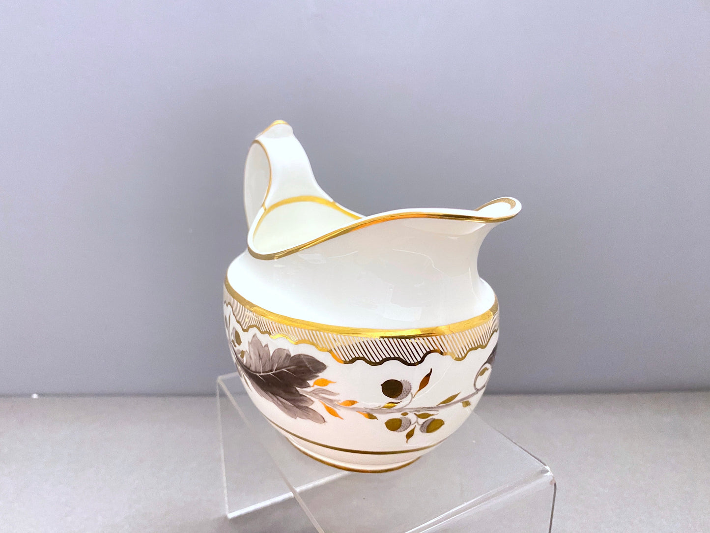 Stunning Tiffany Co. Royal Crown Derby creamer/milk pitcher, gold accent, ca.1940, rare