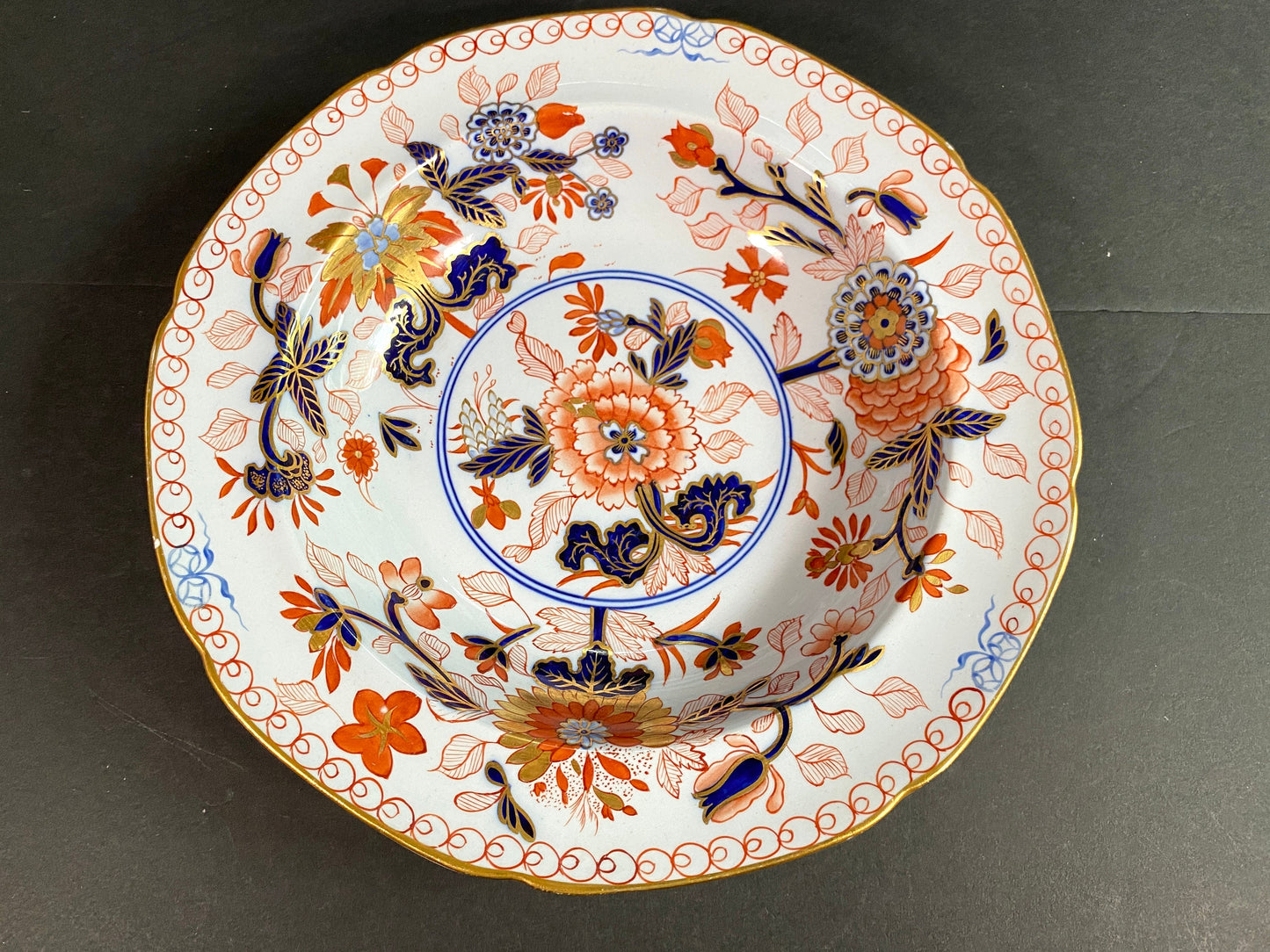 Ca. 1880 Copeland Imari style serving bowl, tray and plates, 13 pcs, gold encrusted. fabulous design and very rare!