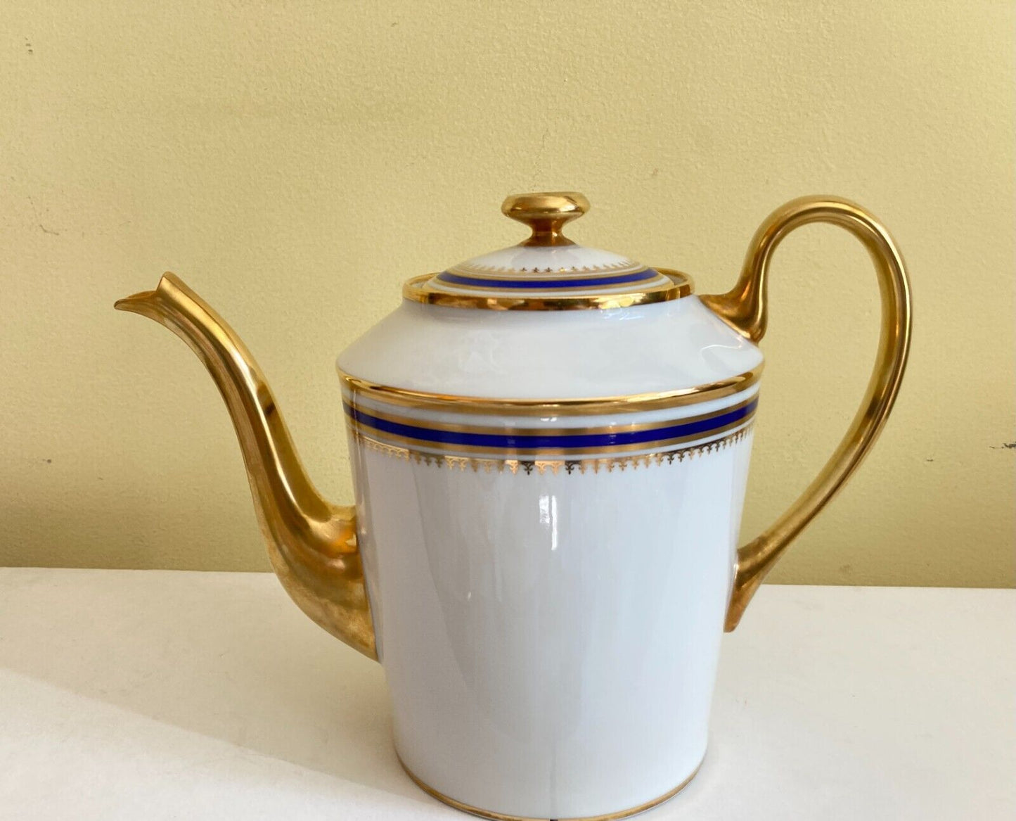 Limoges Paul Pastaud Studios tea/coffee pot, cobalt blue, gold accent, excellent