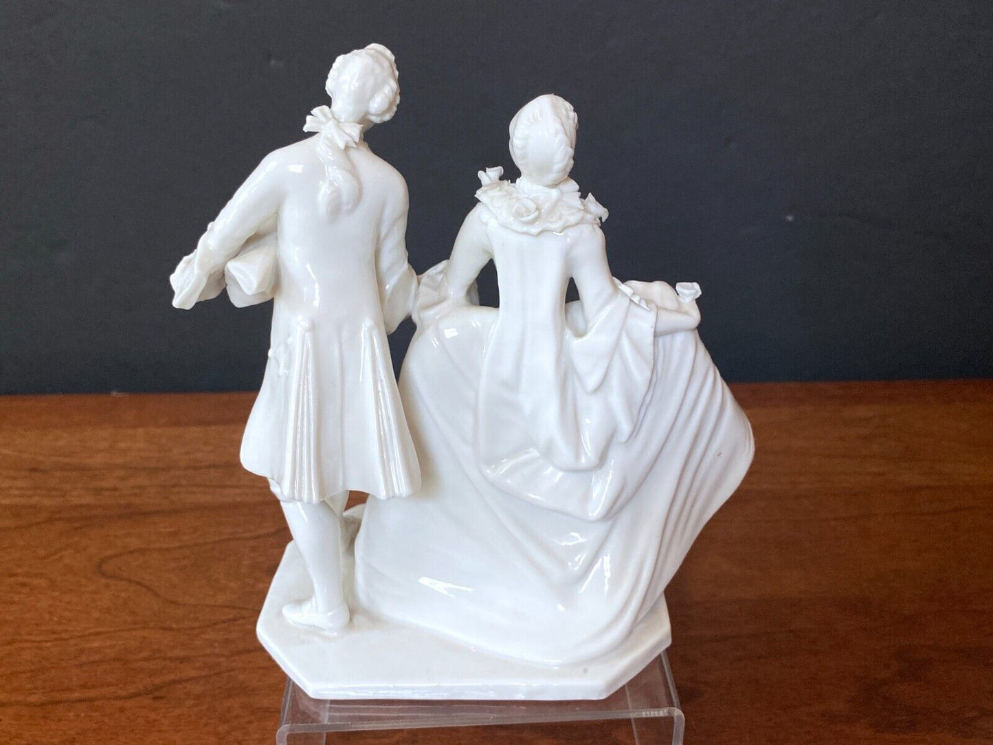 Nymphenburg Blanc de Chine White Figurine Victorian Dancing Couple Crinoline #12