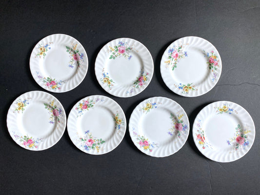 Royal Doulton "Arcadia" pattern No H4802 salad plates, 8'', fine bone china, 4 green backstamps, 3 brown, beautiful