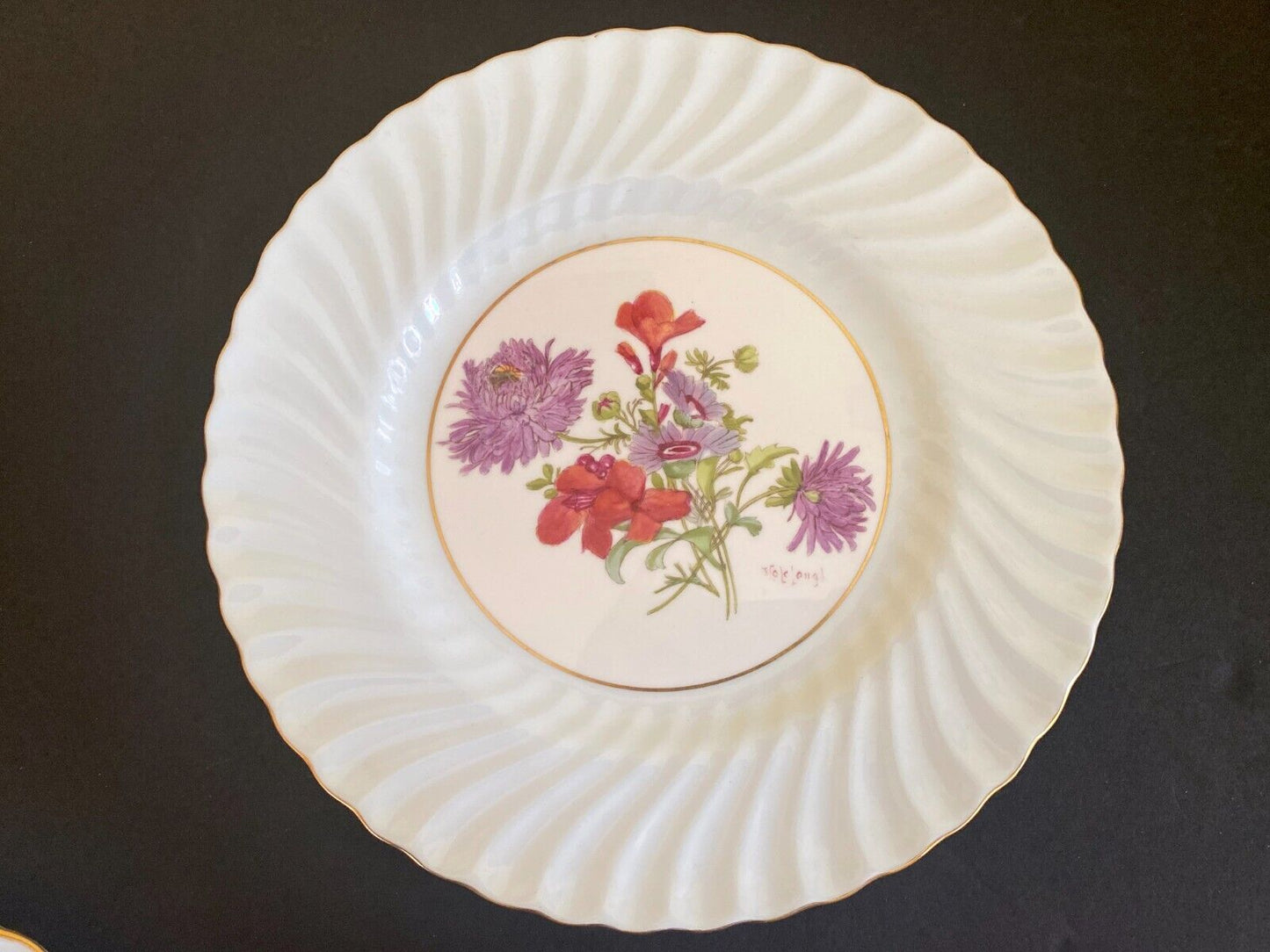 Minton England cabine plates with handpainted floral, artists signed, excellet!