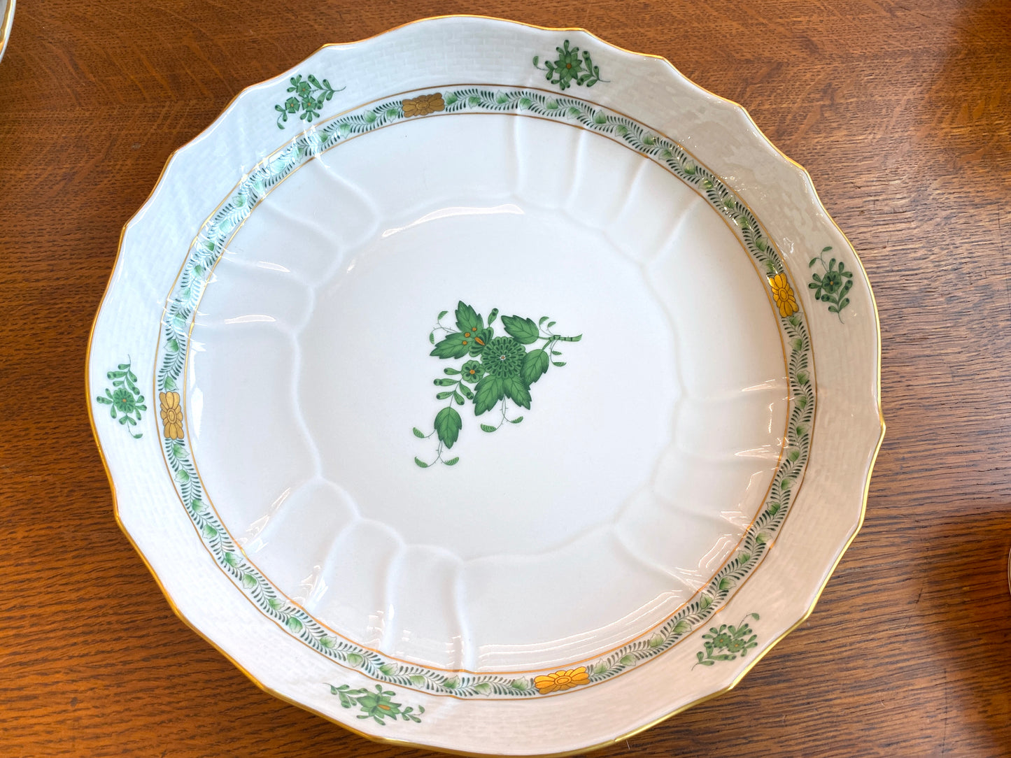 Herend "Chinese Bouquet" Apponyi Green round serving bowl, 82/AV, 10'' D, mint!