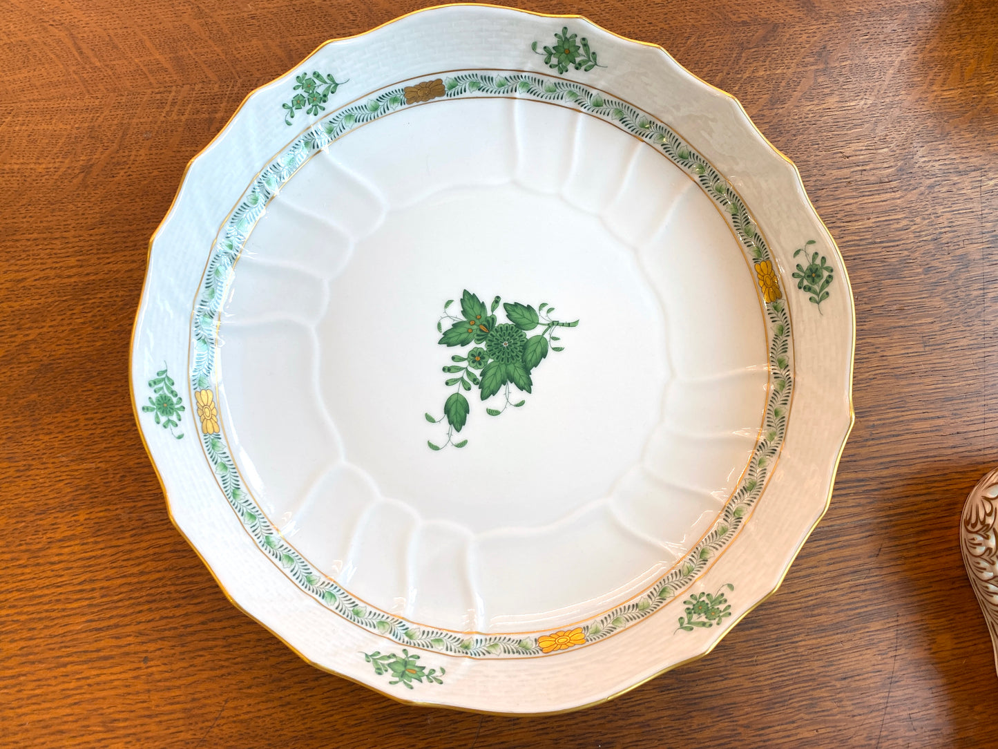 Herend "Chinese Bouquet" Apponyi Green round serving bowl, 82/AV, 10'' D, mint!