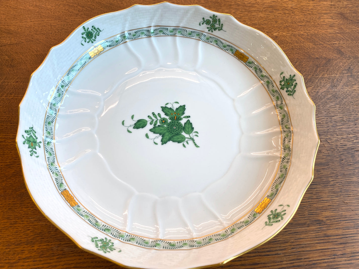 Herend "Chinese Bouquet" Apponyi Green round serving bowl, 82/AV, 10'' D, mint!