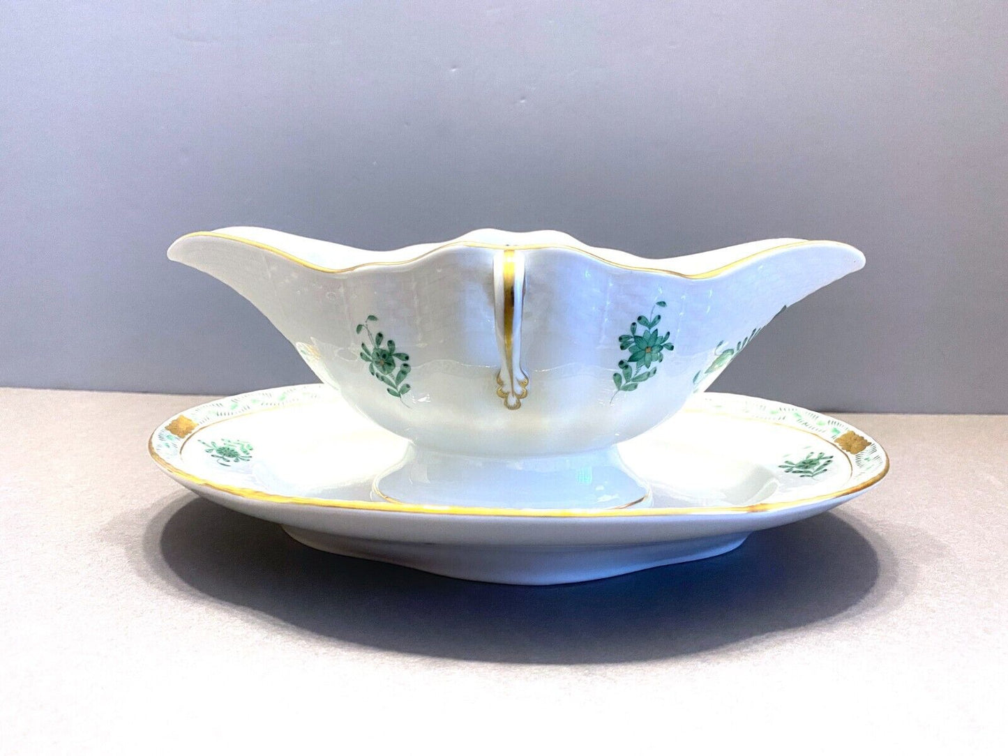 Herend "Chinese Bouquet" Apponyi Gravyboat w/attached underplate. Mint