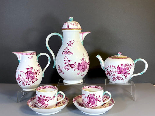 ca.1775 Meissen handpainted purple floral coffee/ tea set, turquoise handle,rare