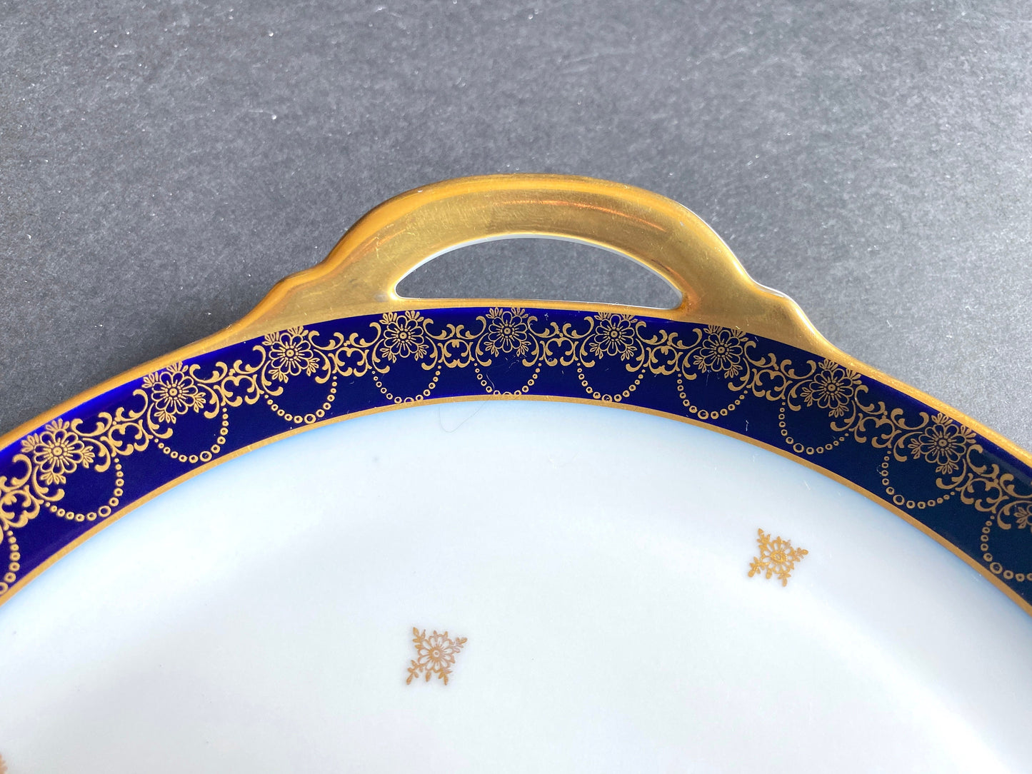 Haviland cobalt blue and gold accent cake plate, by Johann Haviland Bavaria, ca.1930-50, excellent