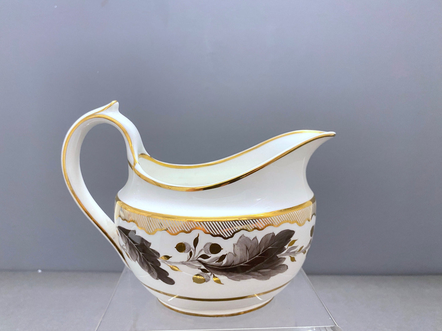 Stunning Tiffany Co. Royal Crown Derby creamer/milk pitcher, gold accent, ca.1940, rare