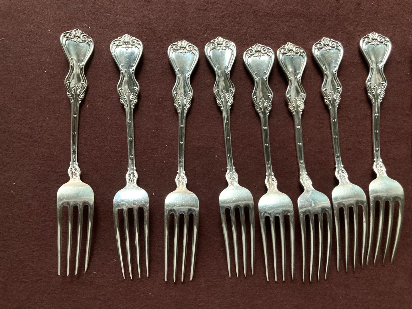 Set 14x Whiting "DUKE OF YORK'' sterling silver luncheon forks, 6 3/4'', Y1900