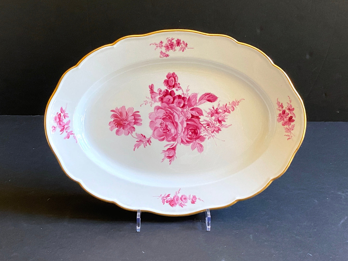 Gorgeous MEISSEN "flower boutique " Purple oval serving plate, gold rim, 13 inches, 1st choice, excellent