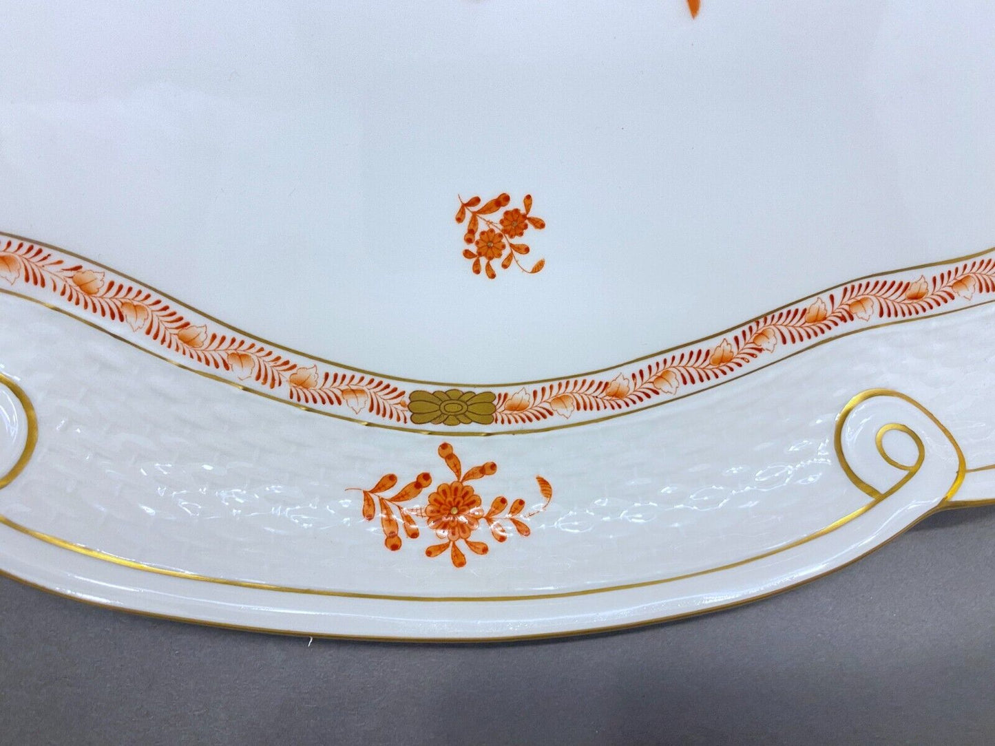 Herend "Chinese Bouquet"Rust Large Oval Ribbon Platter/Tray 16'' x 11" (400/AOG)