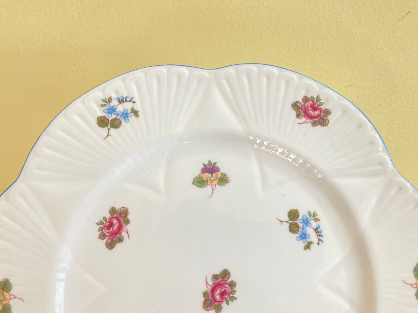 Set of 8 Shelley porcelain " Rose Pansy,Forget-Me -Not " salad plates, 8 3/4'',exquisite!