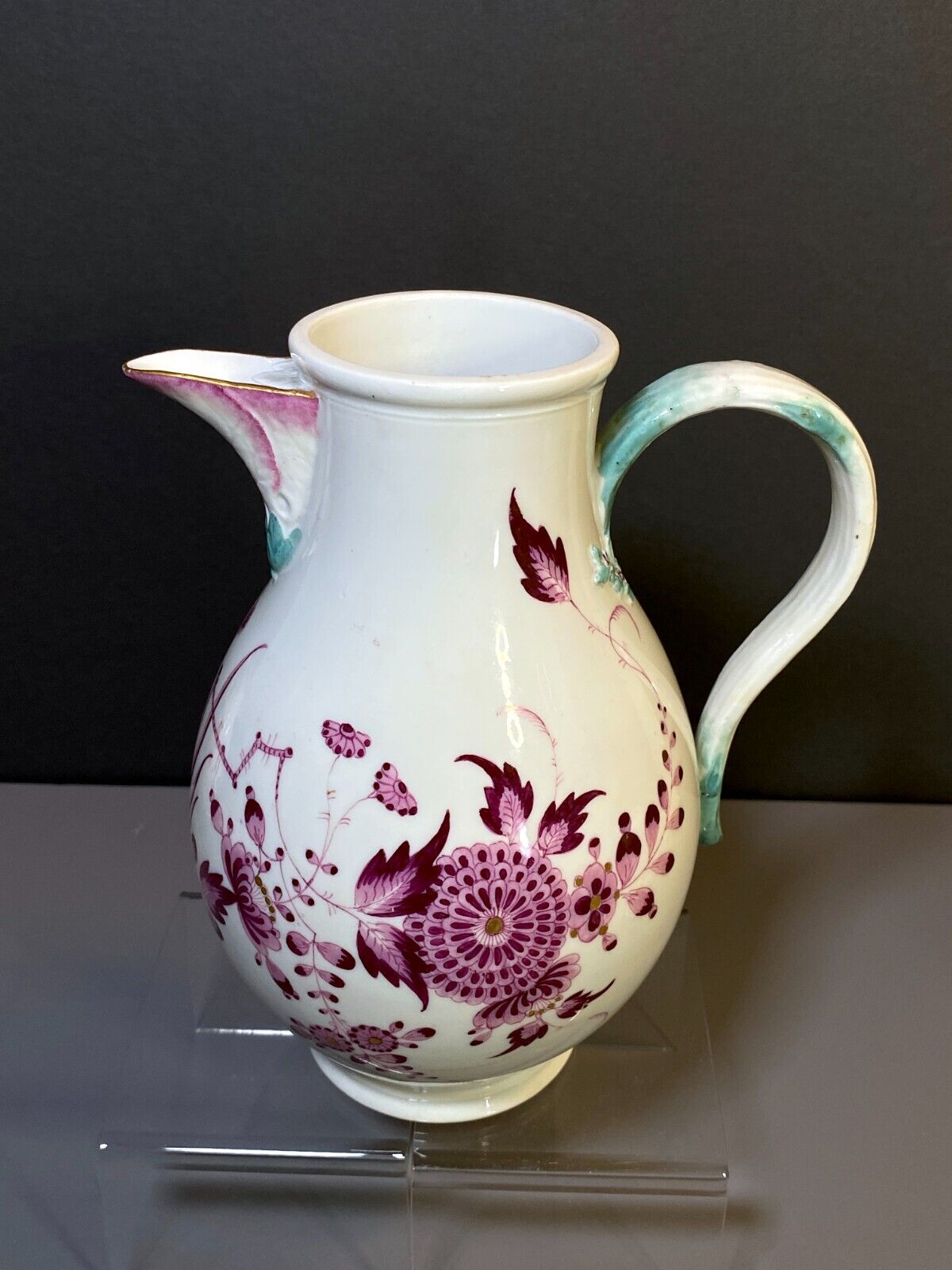 ca.1775 Meissen handpainted purple floral coffee/ tea set, turquoise handle,rare