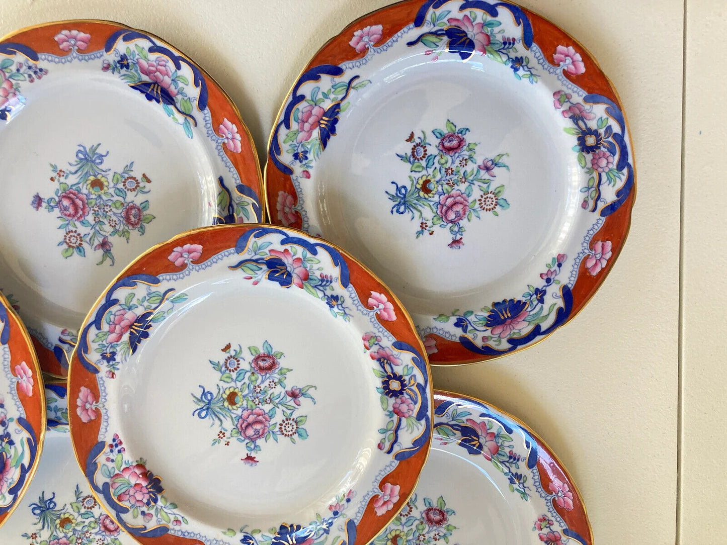 Ca.1891-1900, Set of 8 Spode Copeland for Tiffany & Co. plates 8 3/4’”, rare