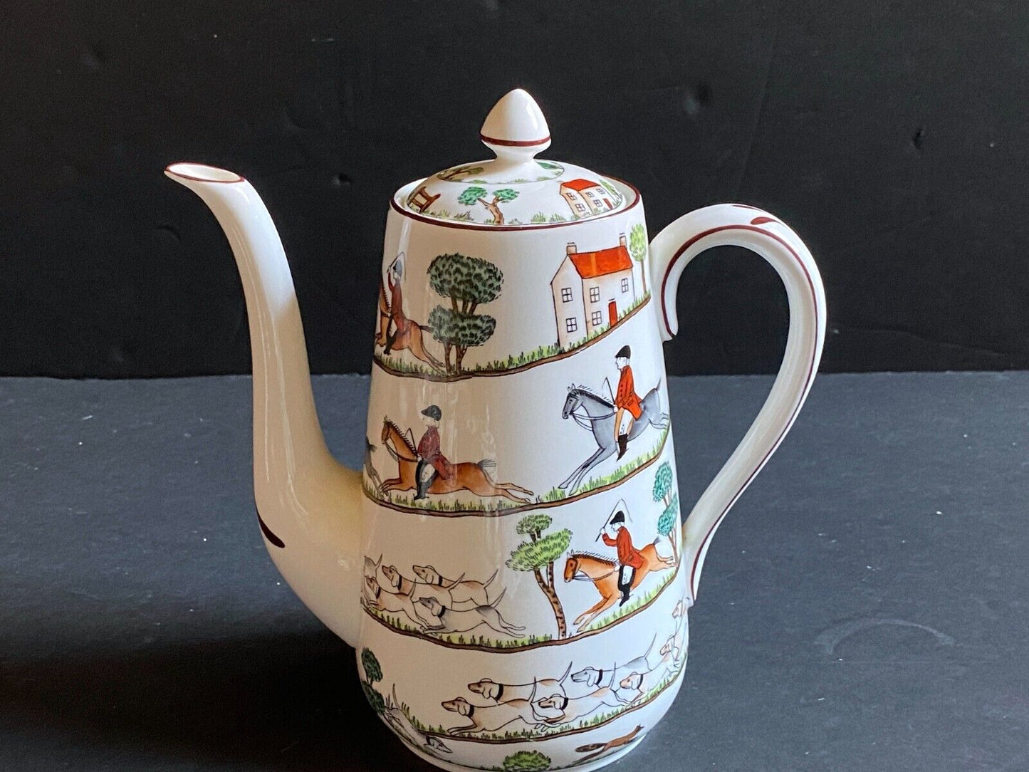 Crown Staffordshire "Hunting Scene" coffee pot for 4 cups, made in England