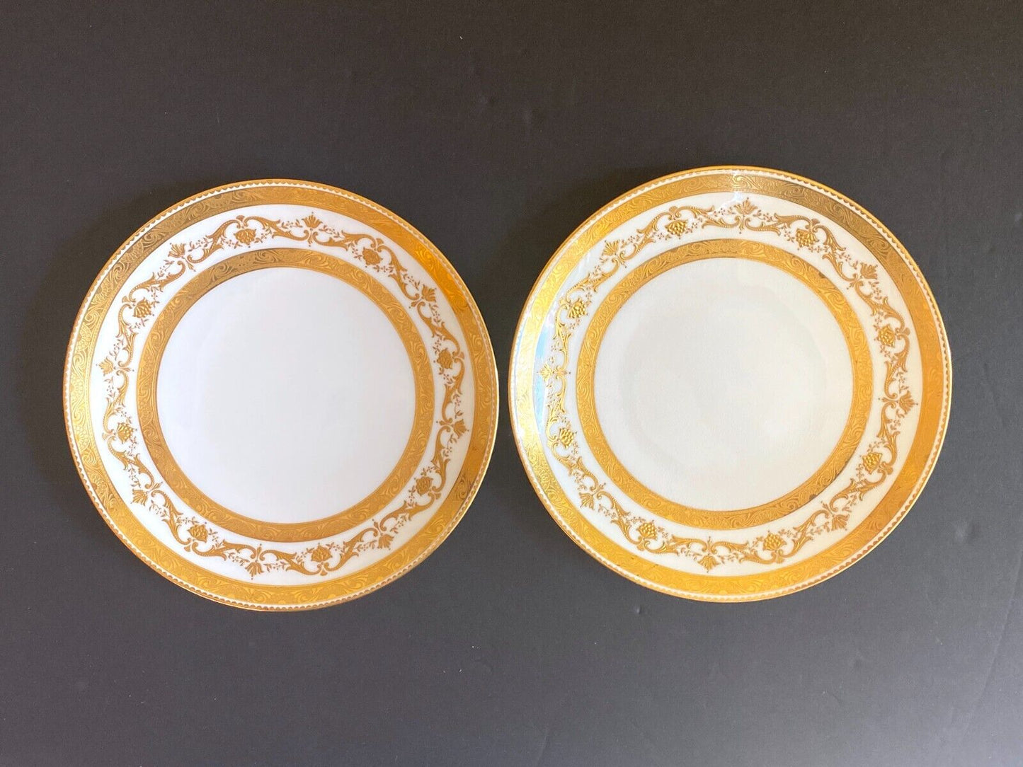 Set of 6 Mintons for Gilman Collamore New York cabinet plates,heavy gold encrust